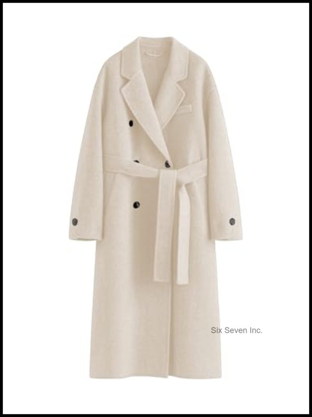 Women's Wool Pea Coat Double Breasted Belted Trench Coat Fall Winter